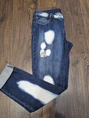 Allen B By Allen Schwartz Jeans Womens 8 32x28 Embellished Rhinestone Acid Wash